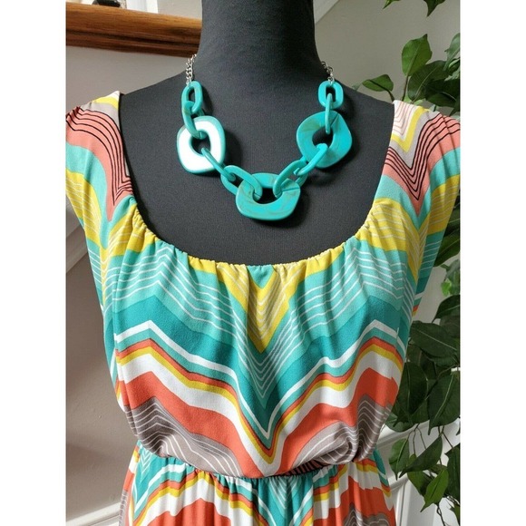 Worthington Women's Multicolor Polyester Scoop Neck Sleeveless Long Maxi Dress L - Picture 2 of 14